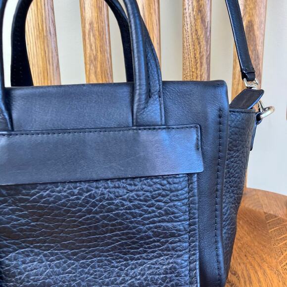 COACH Black Leather Bleecker Mini Riley Carryall Purse Crossbody Light Flaws OS - Picture 8 of 16